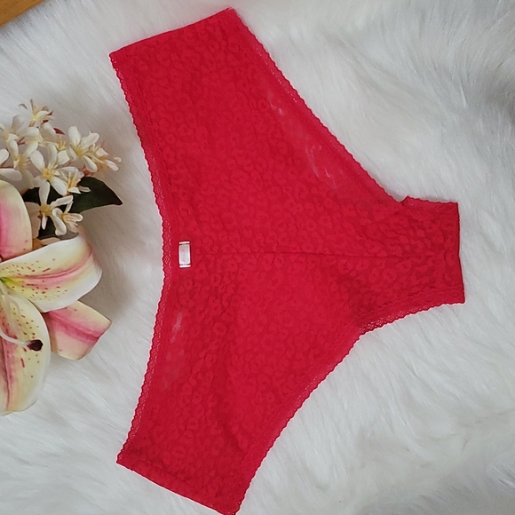 PINK Victoria's Secret Womens Large Red Pepper EVERYWHERE LACE CHEEKST - Picture 4 of 6